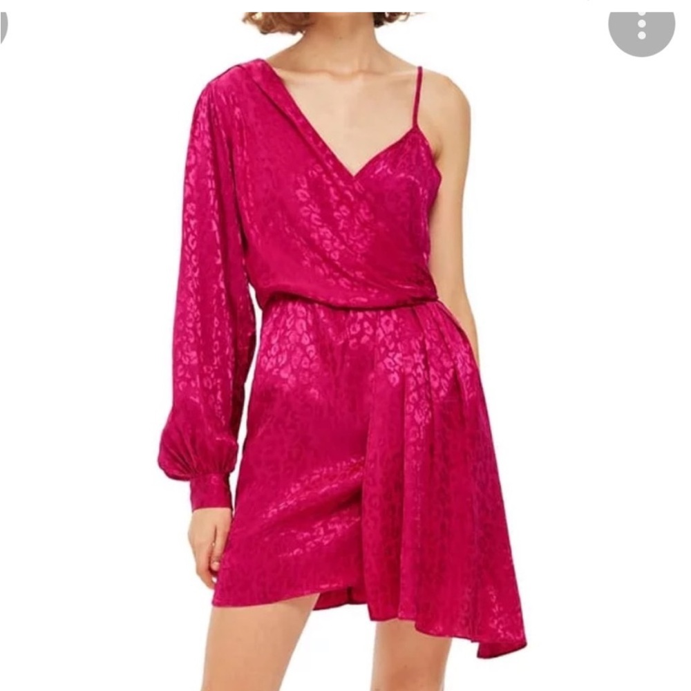 Topshop Pink Half Long Sleeved Leopard Pattern Dress [Size 12]